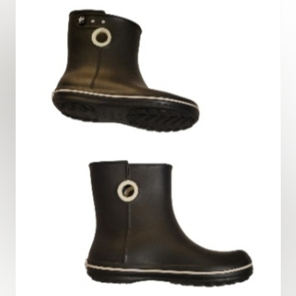 Womens CROCS JAUNT SHORTY RAINBOOTS Black Size 7 - Picture 2 of 9